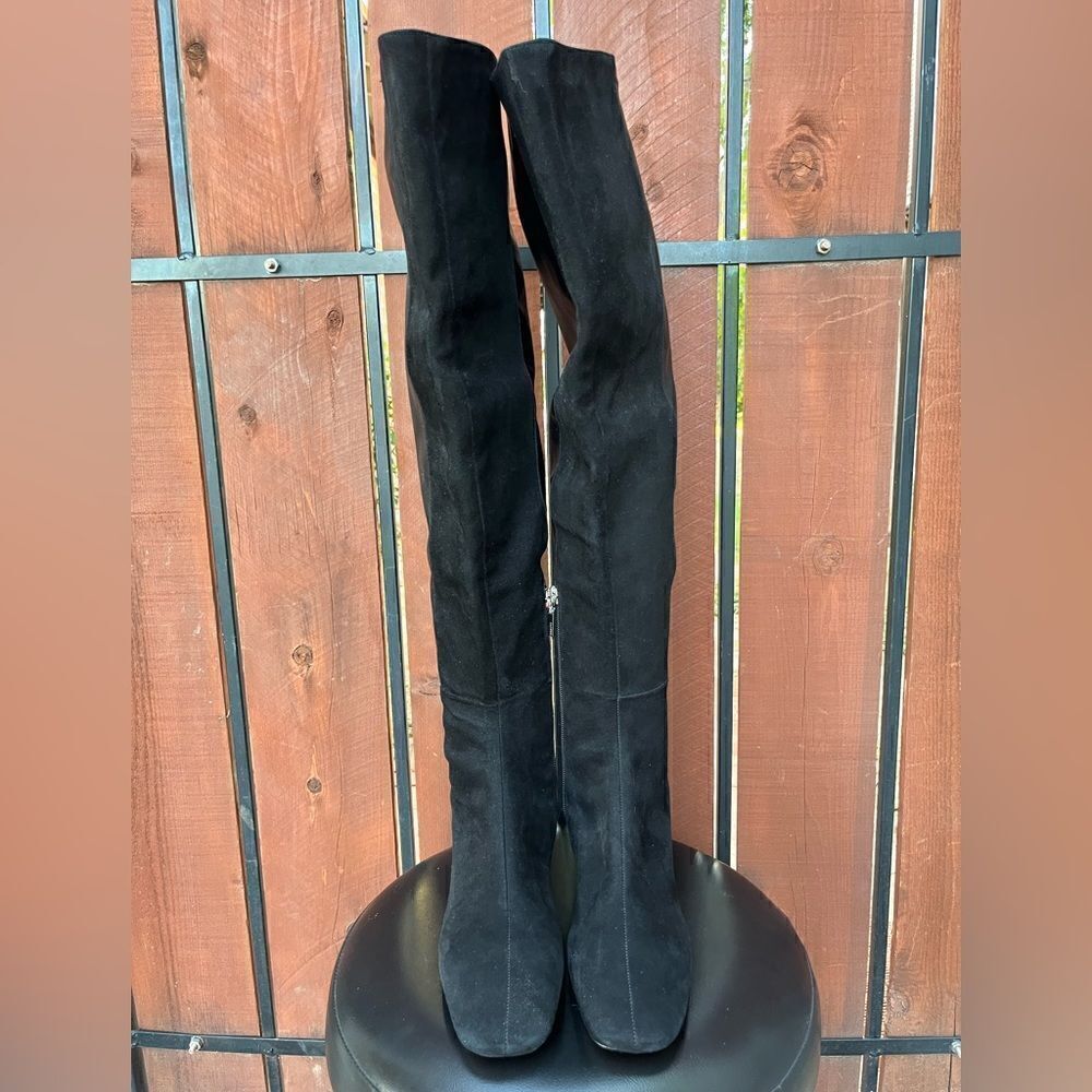 Schutz OTK leather/suede Boot Black size 8B - Picture 2 of 6